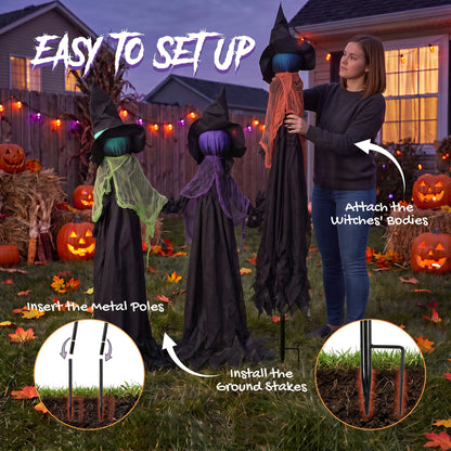 3 x Witches Halloween Decoration - 120cm