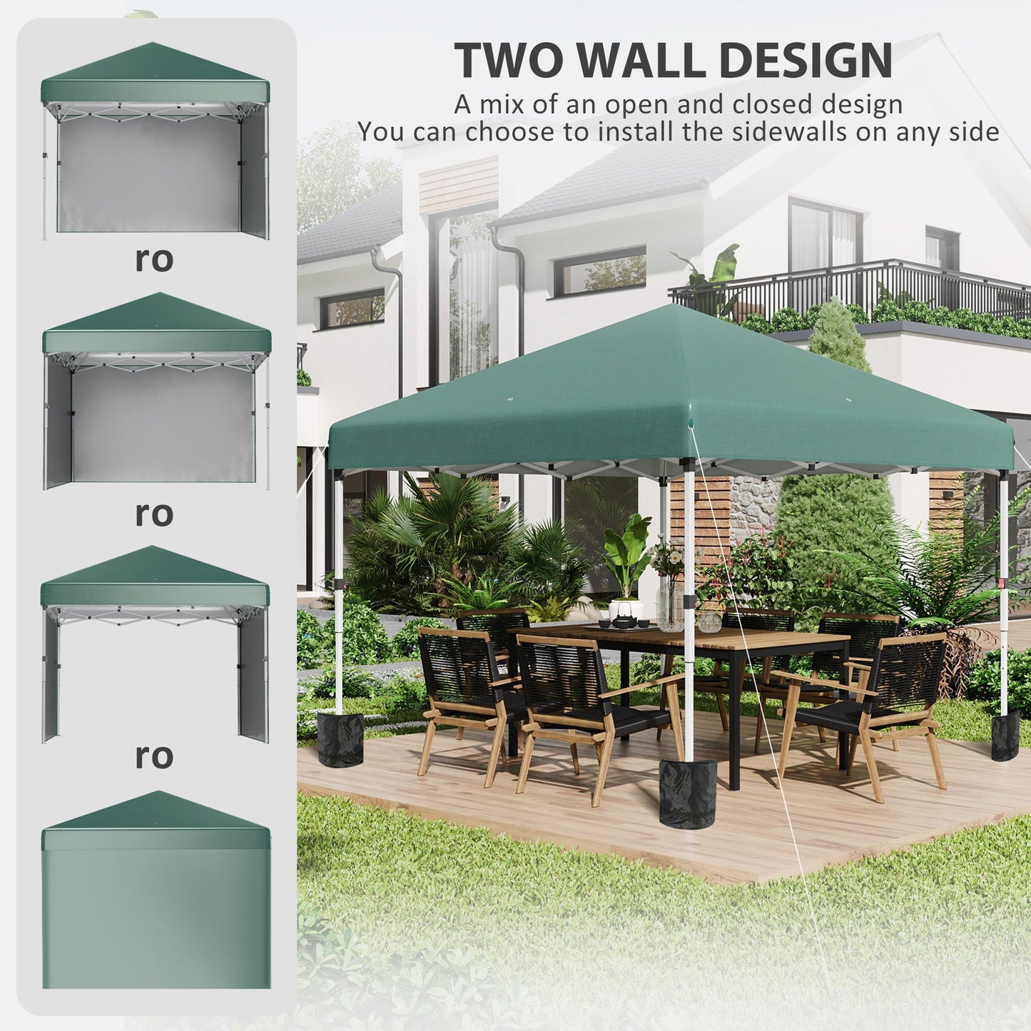 3 x 3 M Pop Up Gazebo with 2 Sidewalls