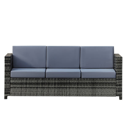 3 Seater Weather Resistant Outdoor Garden Rattan Sofa Grey