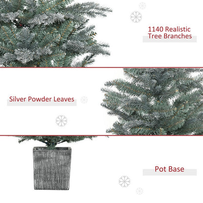 5ft Christmas Tree Artificial - White Frosted Green 1140 Tips