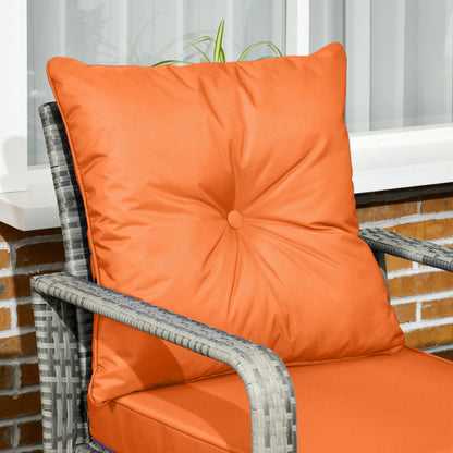 3-Piece PE Rattan Wicker Garden Furniture Patio Bistro Set Weave Conservatory Sofa Storage Table and Chairs Set Orange Cushion Grey Wicker