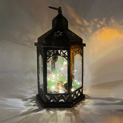 Bronze Pine Cones LED Lantern 18x16x33 Primary Image