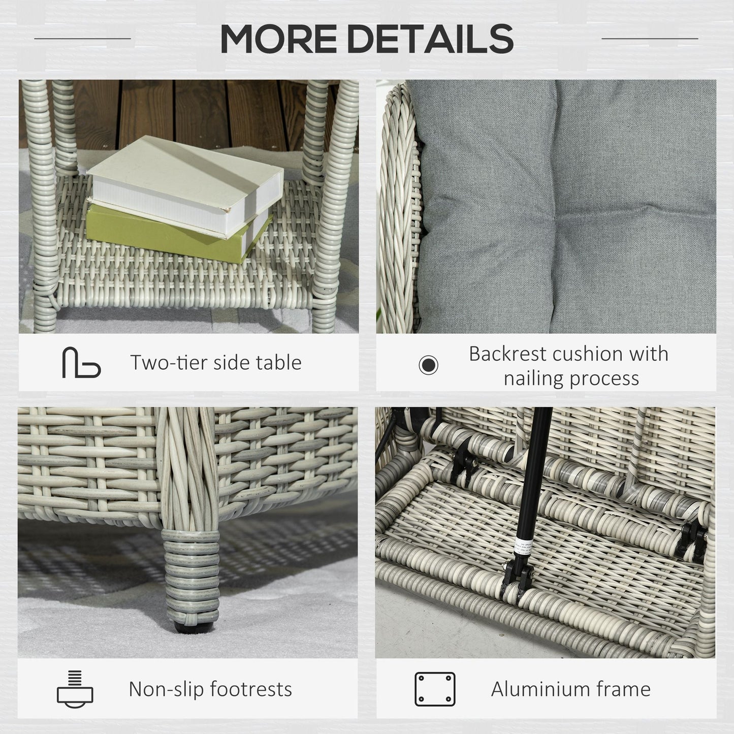 5-Pieces PE Rattan Sun Lounger Set