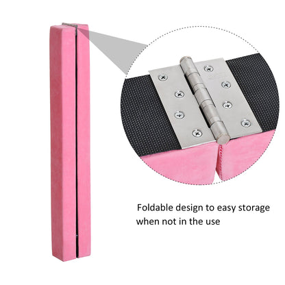 Suede Upholstered Wooden Folding Balance Beam Trainer Pink