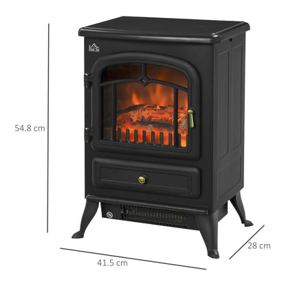 Freestanding Electric Fire Place Indoor Heater Glass View Log Wood Burning Effect Flame Portable Fireplace Stove 950/1850W