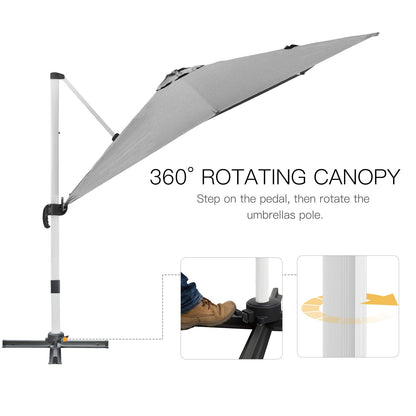 Outsunny 3m Square Cantilever Roma Parasol