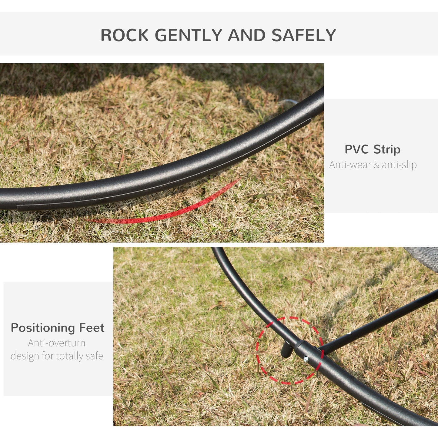 Double Hammock Chair Sun Lounger Outdoor Patio Garden Swing Rock Seat Grey