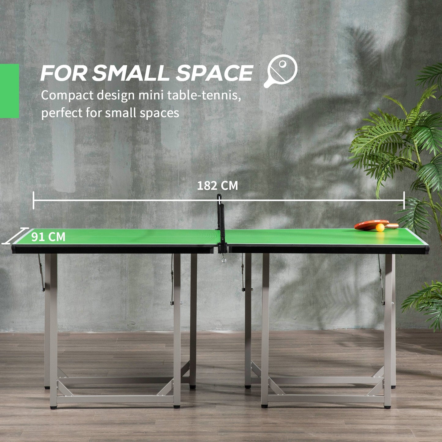 182cm Mini Tennis Table Folding Ping Pong Table with Net Multi-Use Table for Indoor Outdoor Game