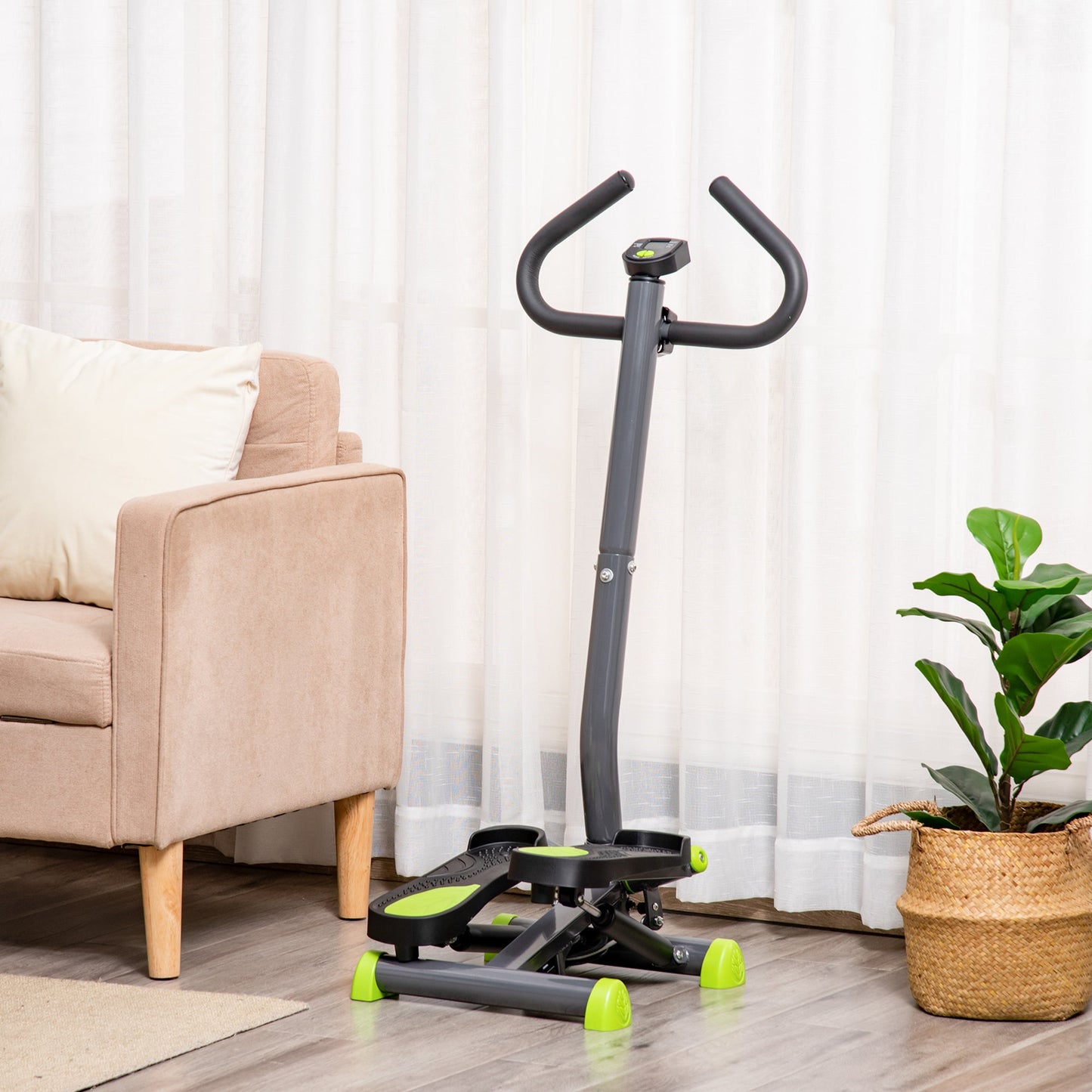 Homcom Adjustable Stepper Aerobic Ab Exercise Fitness Workout Machine with LCD Screen & Handlebars