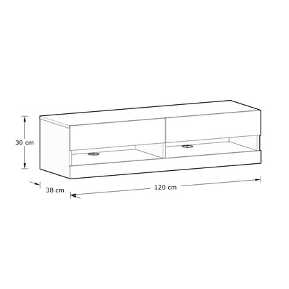 Leon TV Unit Grey 2 Shelves 2 Drawers
