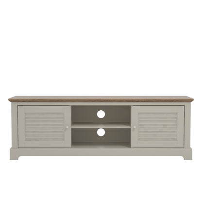Salcombe TV Unit Light Grey 6 Shelves 2 Doors