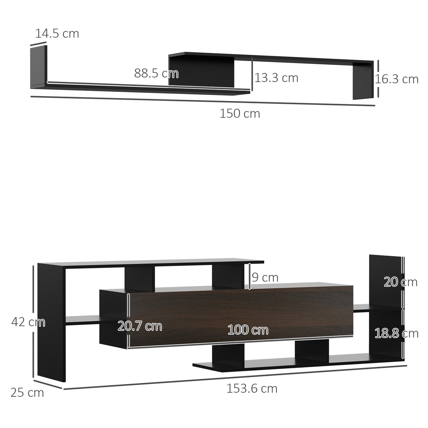 Modern TV Cabinet with Wall Shelf