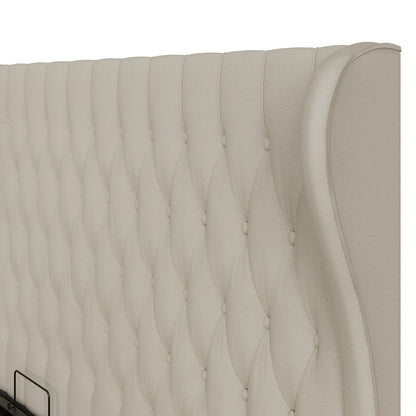 Dakota Small Double Ottoman Bed Wood & Fabric Natural 5 x 7ft