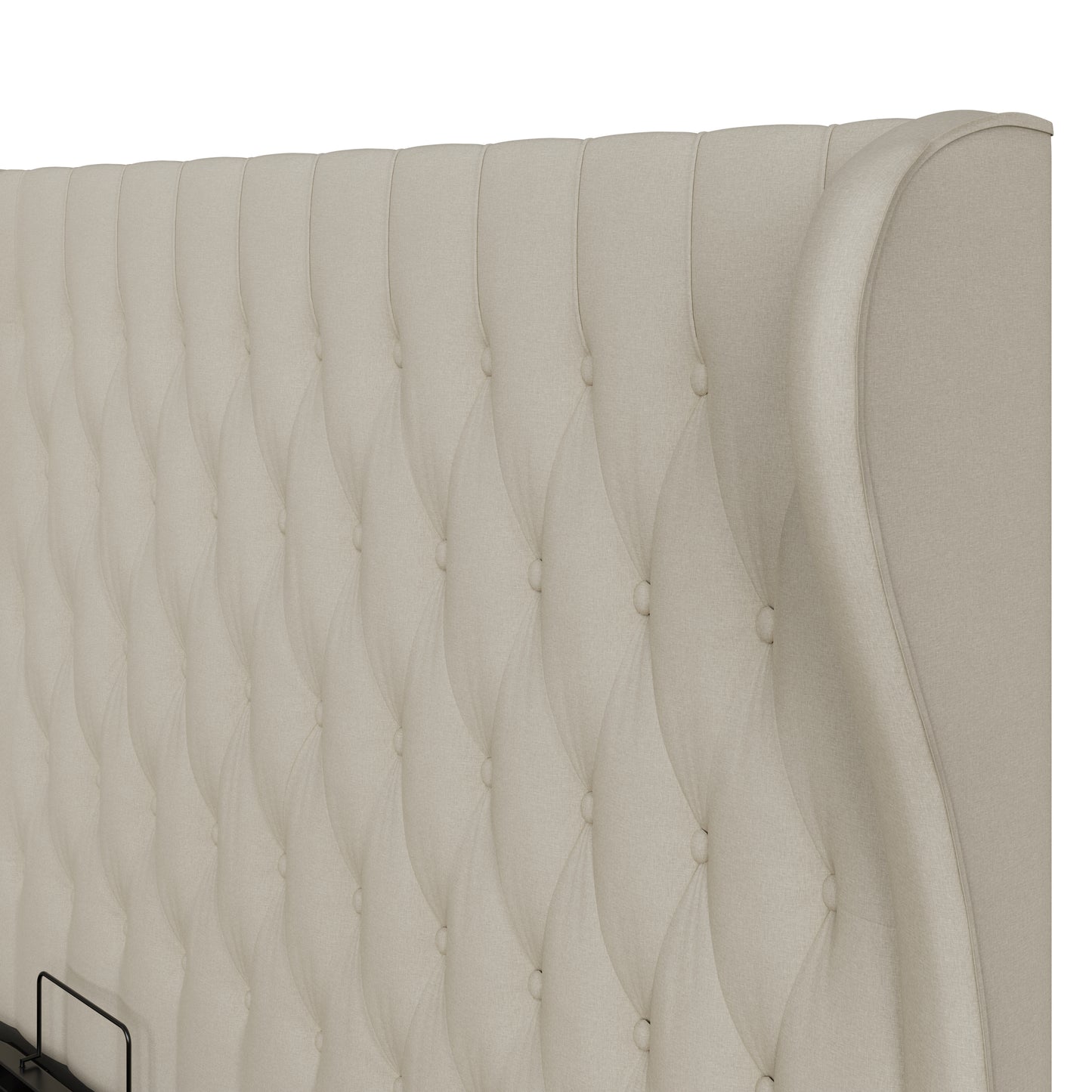 Dakota Double Ottoman Bed Wood & Fabric Natural 6 x 7ft