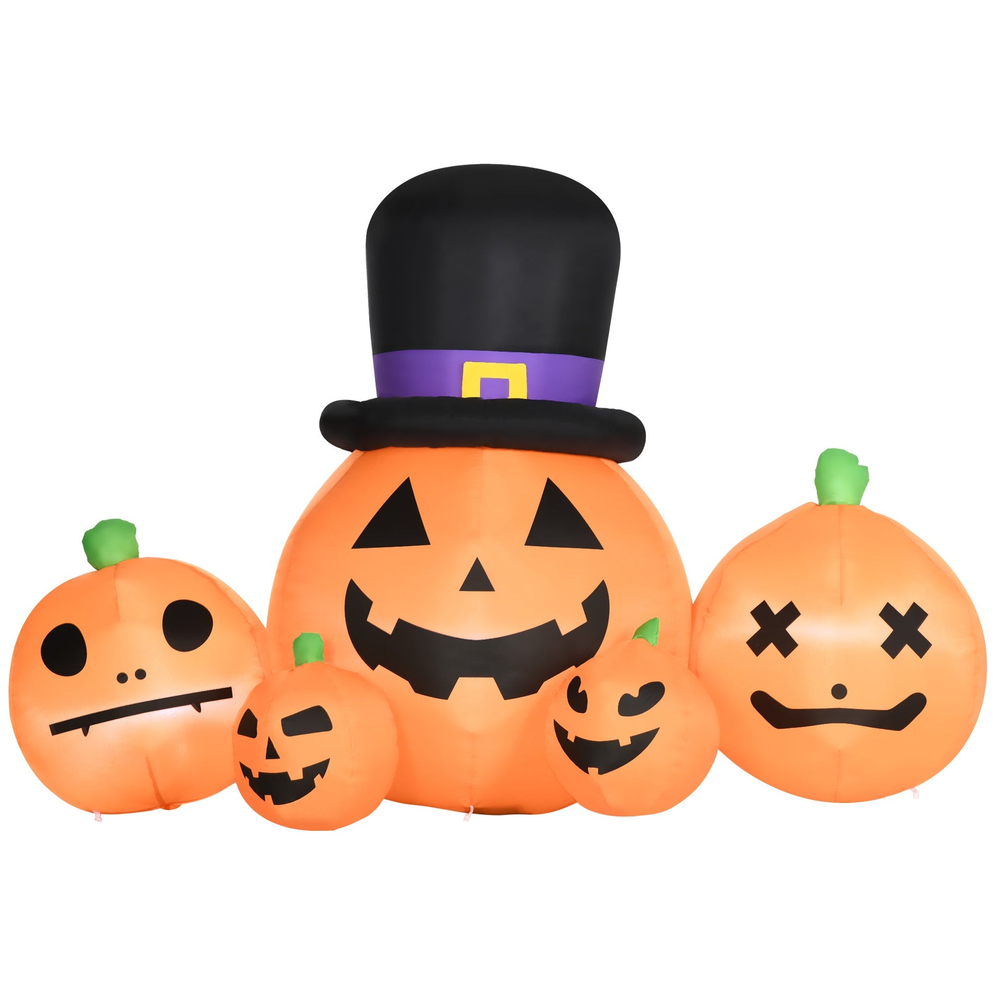 6ft Inflatable Halloween Large Pumpkin in Hat with Four Small Pumpkins Primary Image