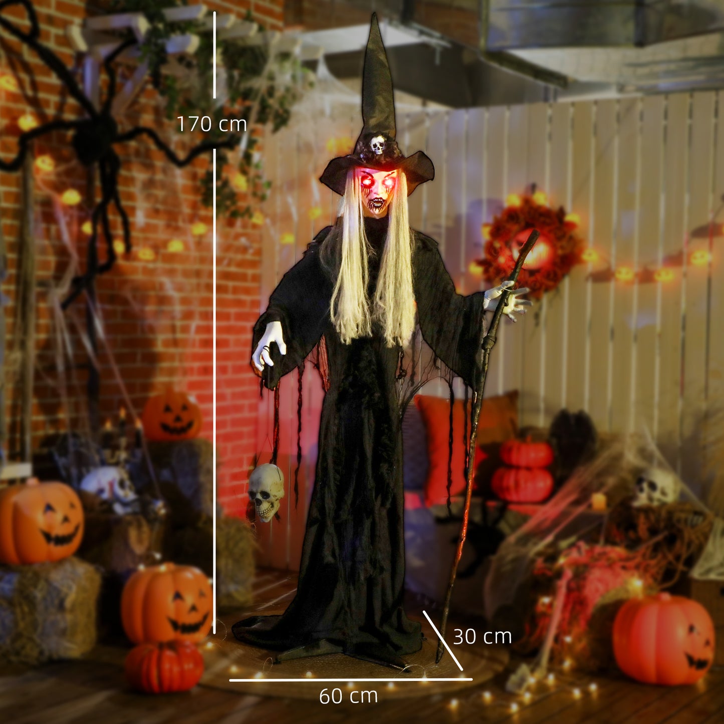 Animated Witch Halloween Decoration - 170cm