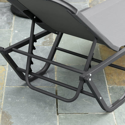 5-Position Sun Lounger Aluminium Grey by Aosom