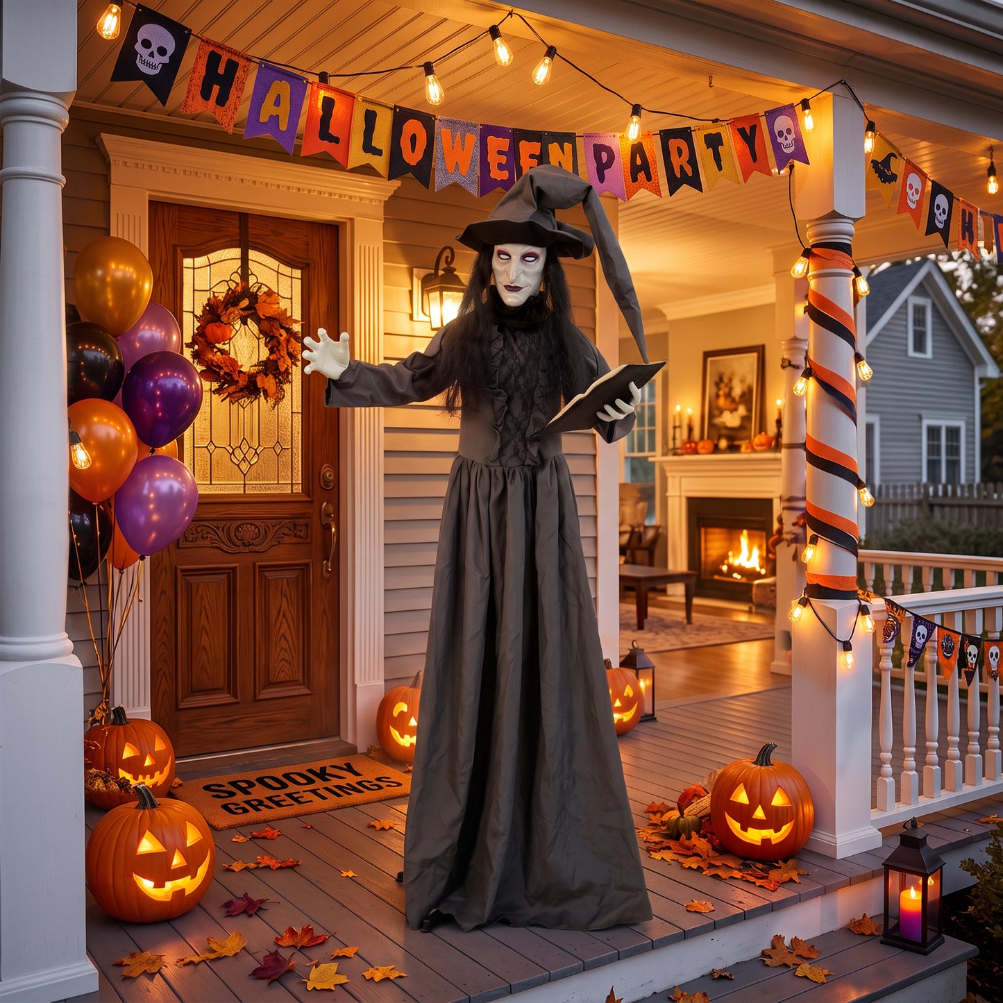 Animated Witch Halloween Decoration - 180cm