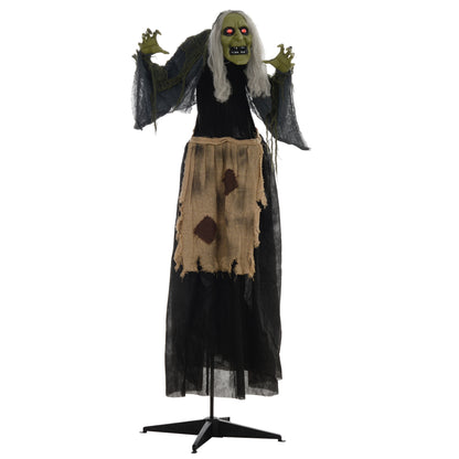 Animated Hunchback Witch Halloween Decoration - 160cm