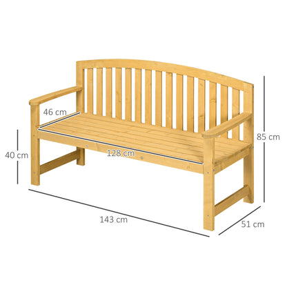 2 Seater Wooden Garden Bench with Armrest