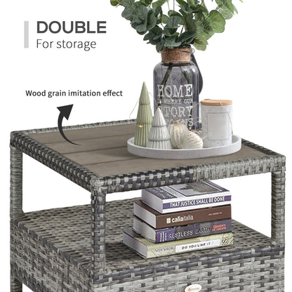 2 Seater Patio Rattan Wicker Chaise Lounge Sofa Set w/ Cushion for Patio Yard Porch