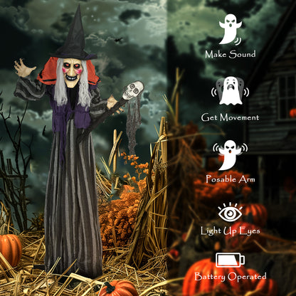 Animated Witch Halloween Decoration - 160cm