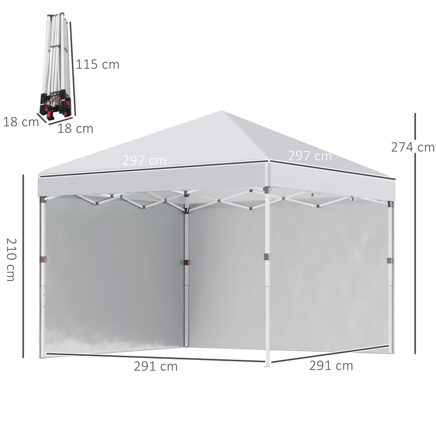 3 x 3 M Pop Up Gazebo with 2 Sidewalls