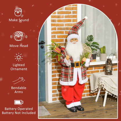 Santa Christmas Decoration with Tartan Pattern - 120cm