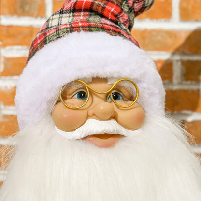 Santa Christmas Decoration with Tartan Pattern - 120cm