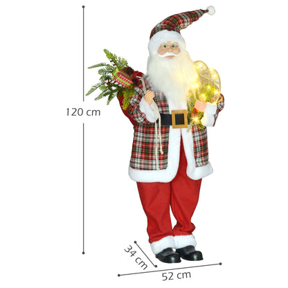 Santa Christmas Decoration with Tartan Pattern - 120cm