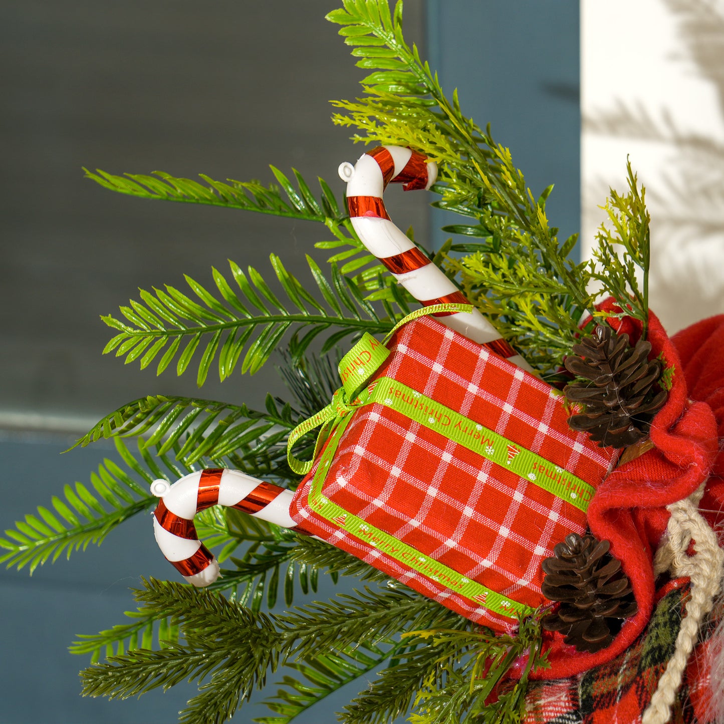 Santa Christmas Decoration with Tartan Pattern - 120cm