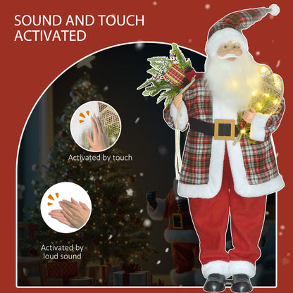 Santa Christmas Decoration with Tartan Pattern - 120cm