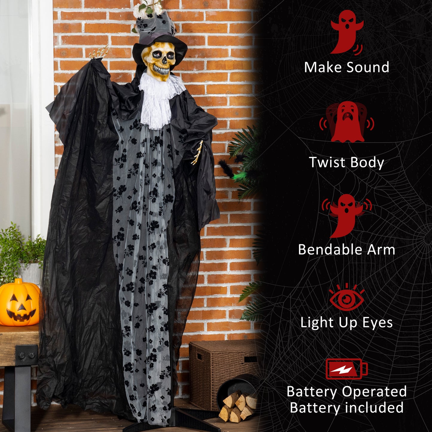 Animated Skeleton Halloween Decoration - 189cm