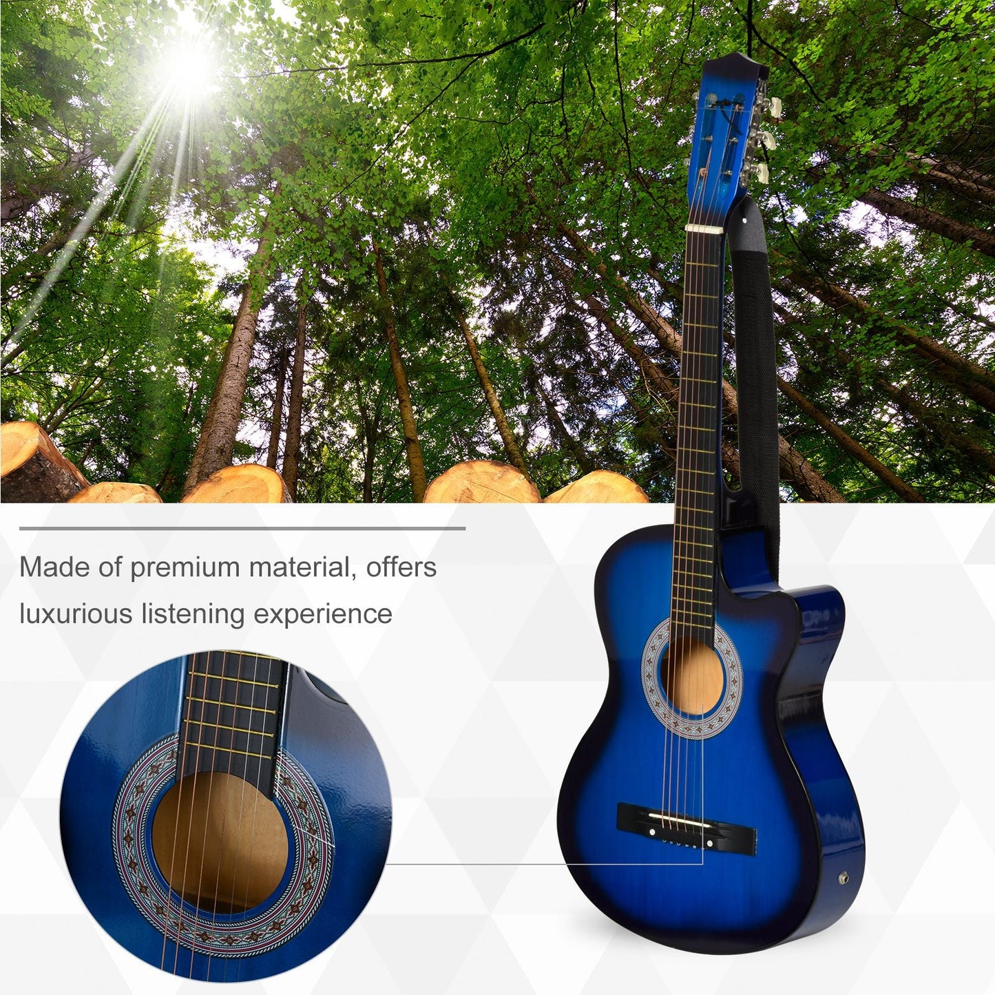 38" Beginners Basswood Acoustic Guitar Blue