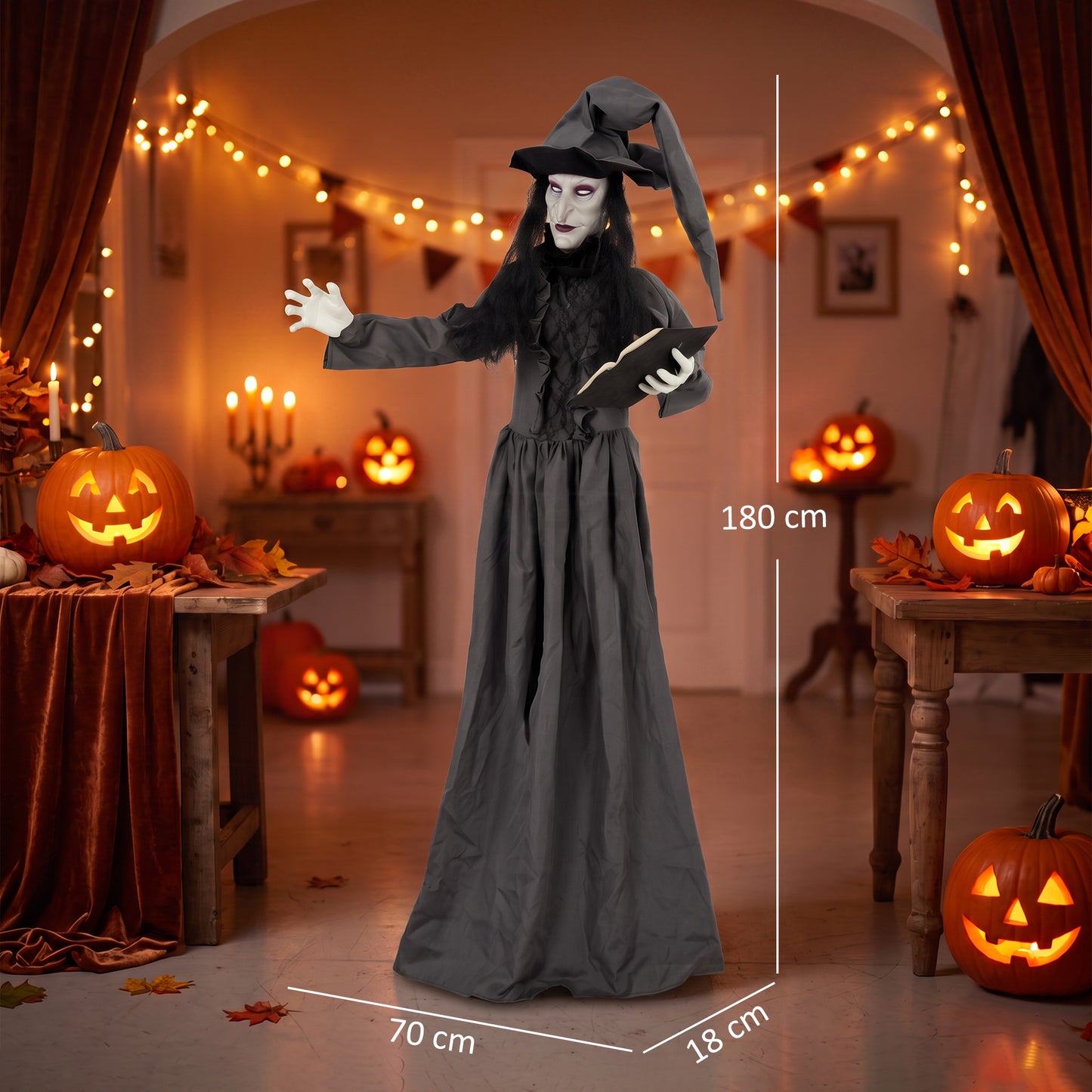Animated Witch Halloween Decoration - 180cm