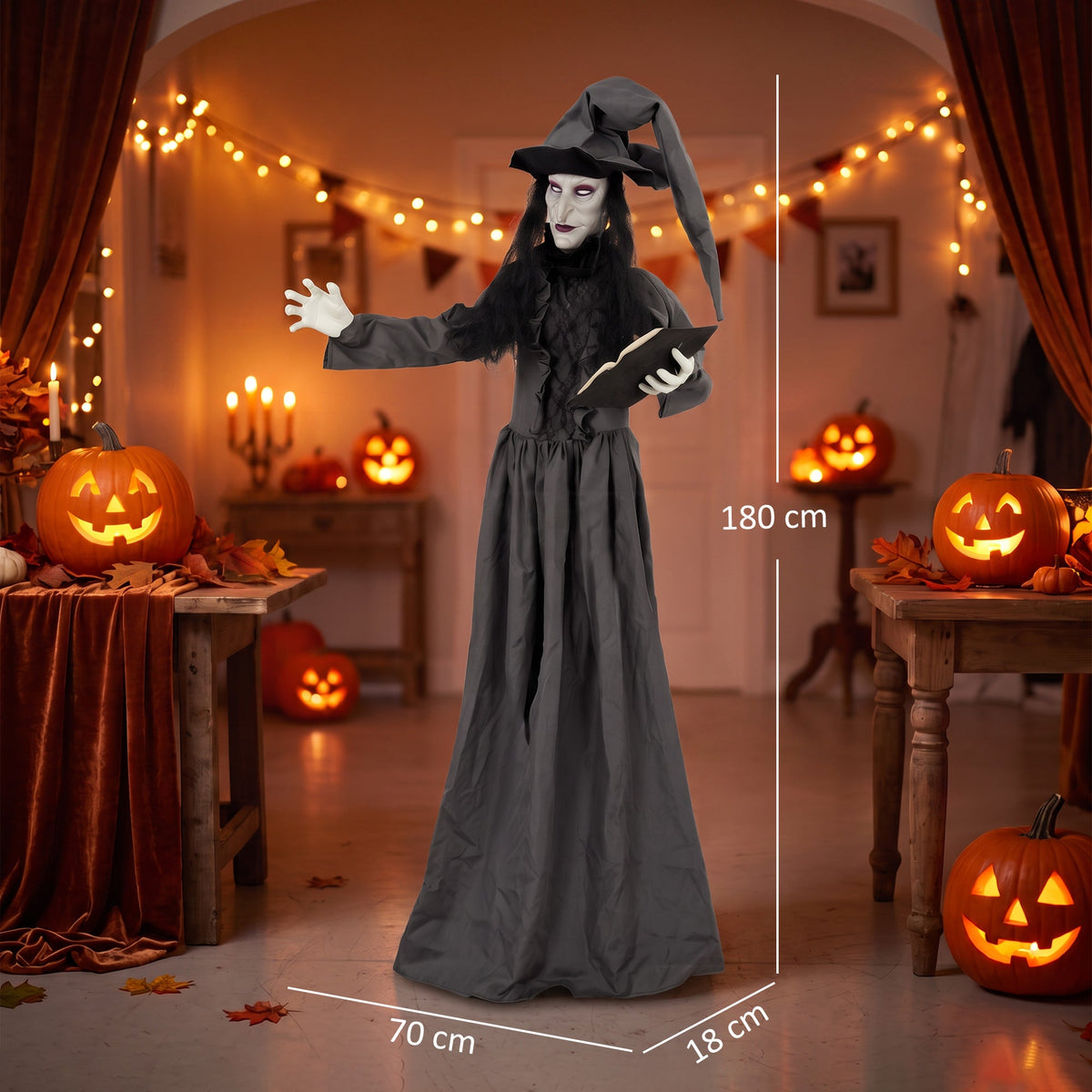 Animated Witch Halloween Decoration - 180cm