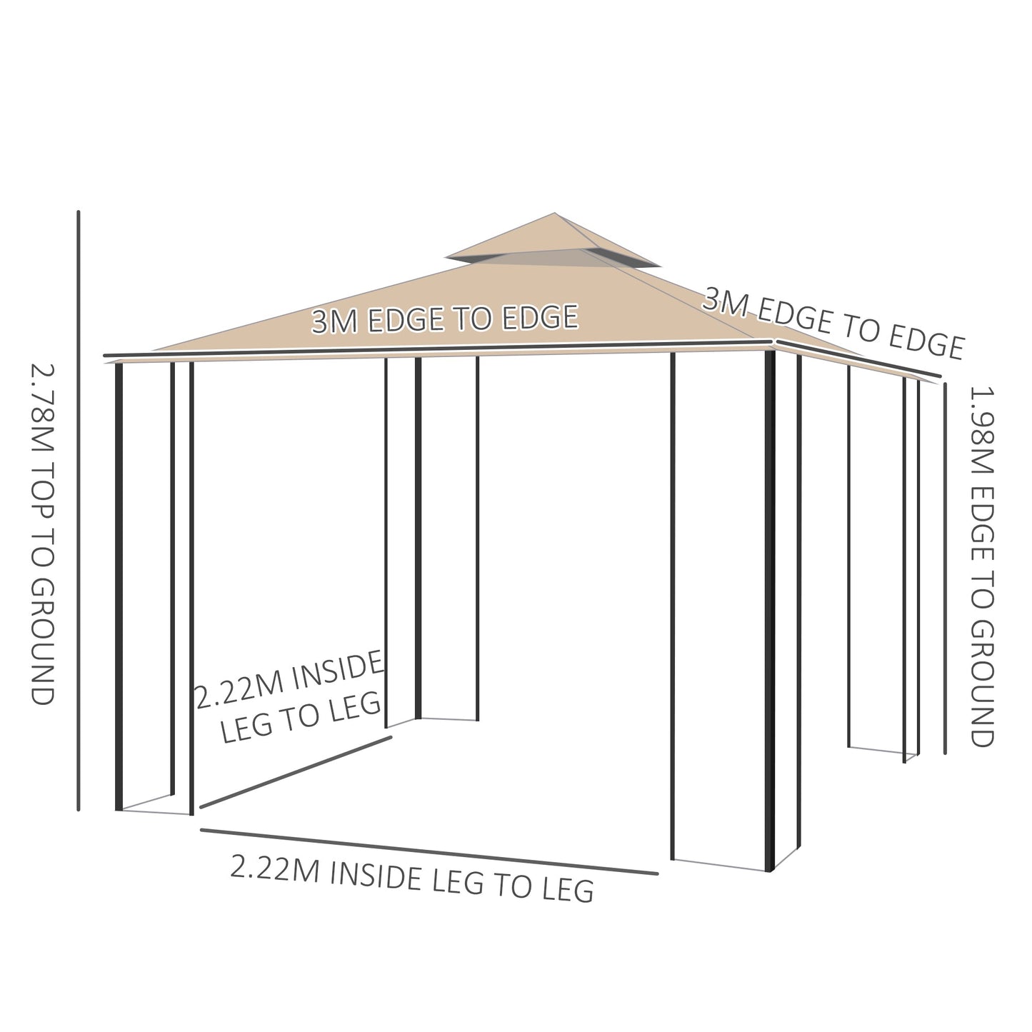 3M x 3M Garden Gazebo