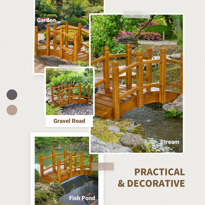 Outsunny Wooden Garden Bridge with Safety Railings