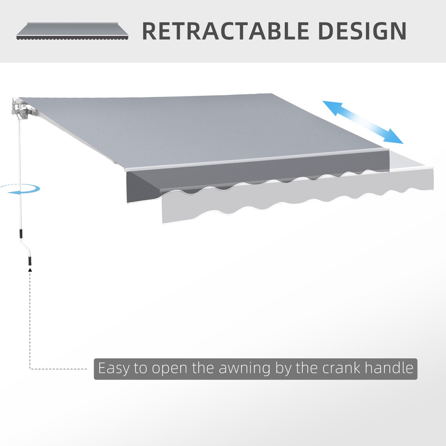 Manual Retractable Patio Awning Shelter UV Protection