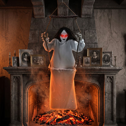 Animated Swinging Ghost Halloween Decoration - 170cm