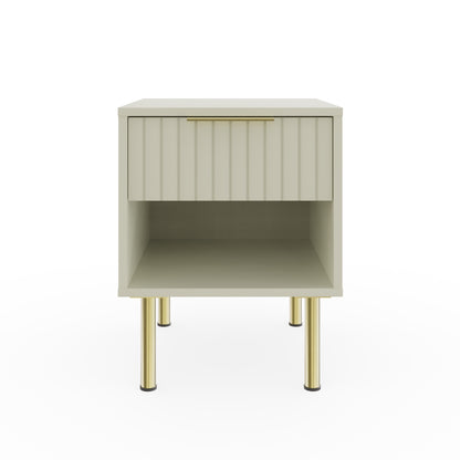 Nervata Side Table White & Gold 1 Shelf 1 Drawer