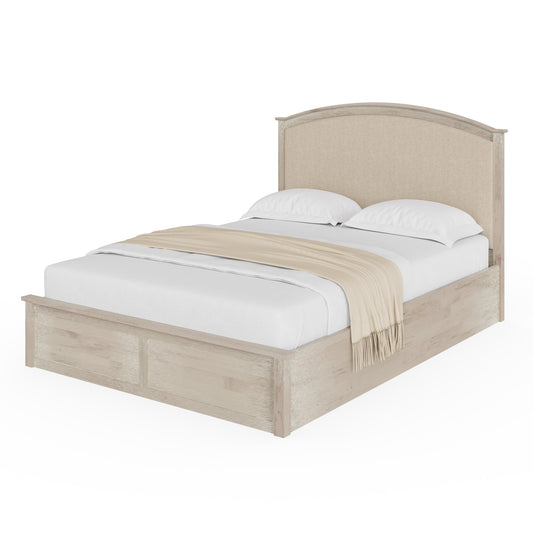 Madrid Double Ottoman Bed Wood & Fabric Light Oak 5 x 7ft