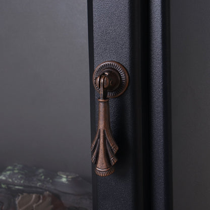 Electric Heater Freestanding Fireplace Artificial Flame Effect w/ Safety Thermostat 950w/1850W Tempered Glass Casing-Black