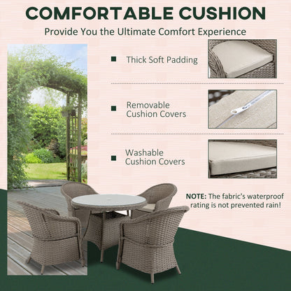 Outsunny 5 Pieces Luxury PE Rattan Dining Sets with Cushion