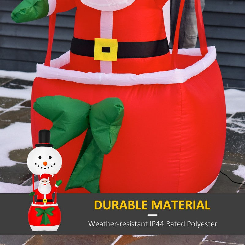 Homcom 8ft Christmas Inflatable Decoration with Santa Claus on Snowman Hot Air Balloon