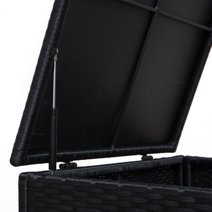 4-Piece Rattan Wicker Garden Furniture Patio Sofa Storage & Table Set w/ 2 Drawers Coffee Table