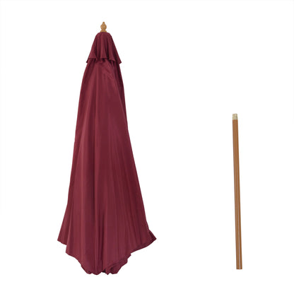 3M Fir Wooden Parasol Garden Umbrellas 8 Ribs Bamboo Sun Shade Patio Outdoor Umbrella Canopy