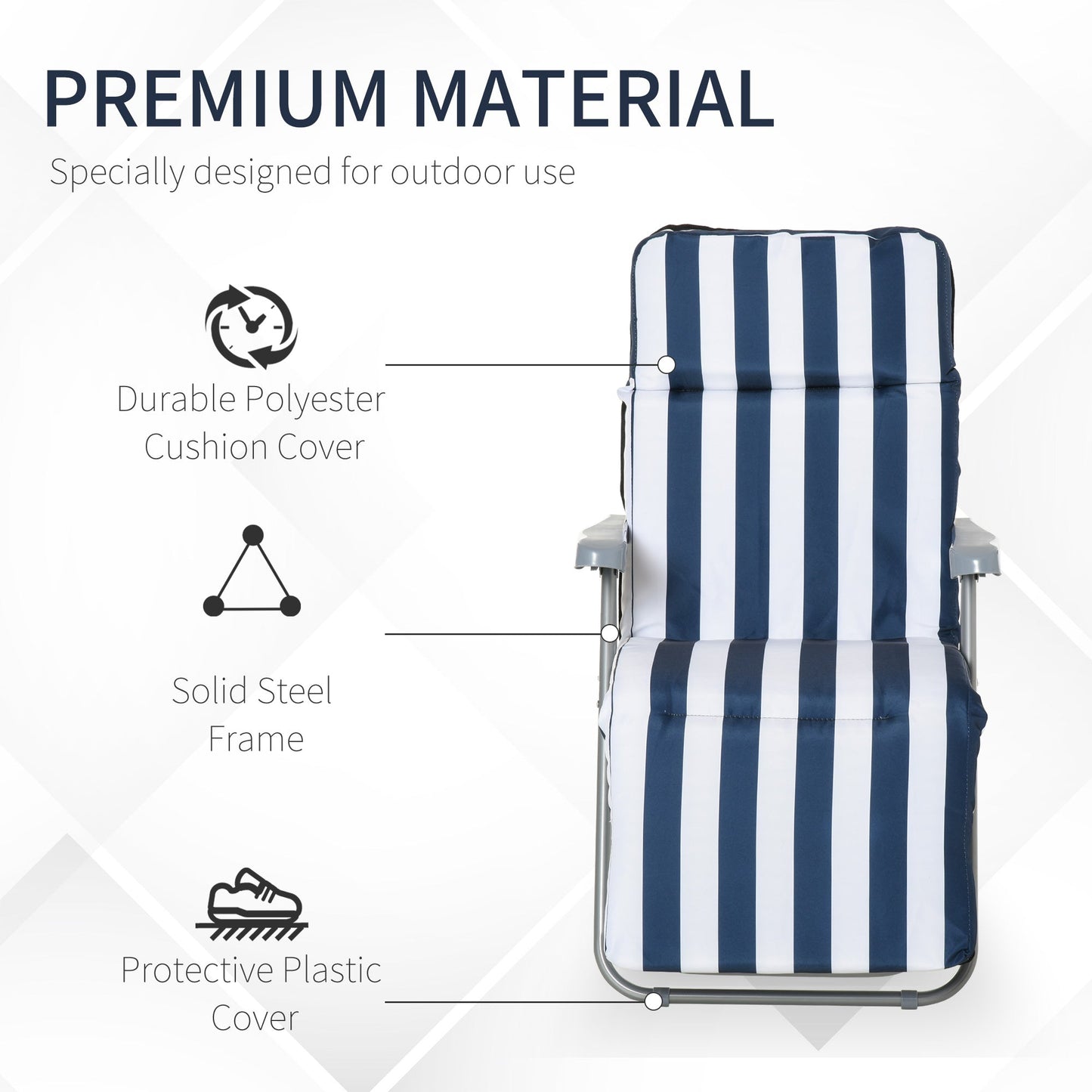 2-Piece Folding Sun Loungers Set-Blue/White