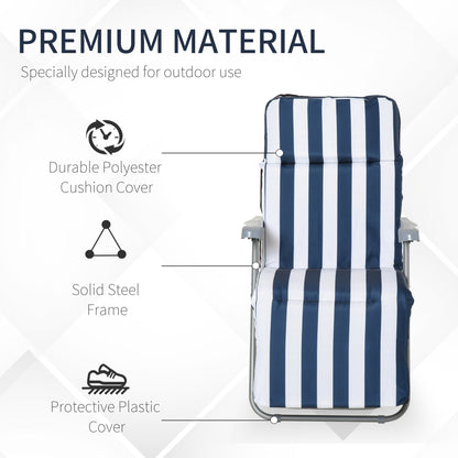 2-Piece Folding Sun Loungers Set-Blue/White