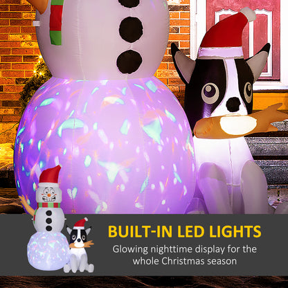Snowman And Dog Inflatable Christmas Decoration - 188cm